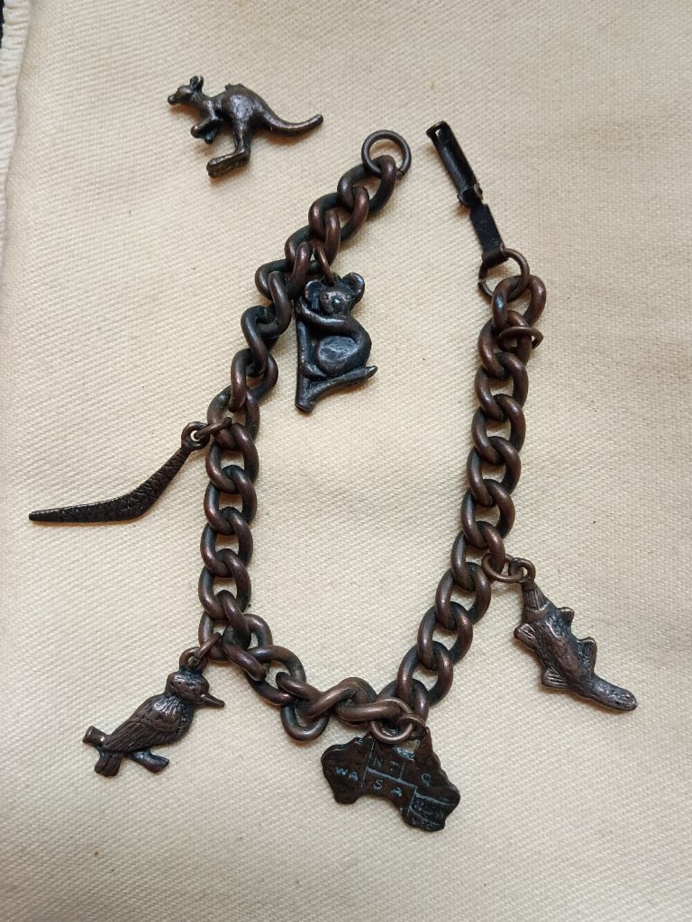 Vintage Copper Australia Charm Bracelet